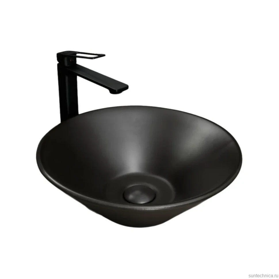Накладная раковина GID Esfera N9102bg 42 черный графит, круглая, фаянс