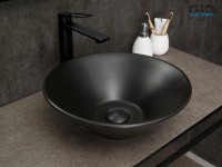 Накладная раковина GID Esfera N9102bg 42 черный графит, круглая, фаянс