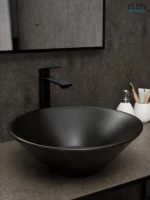 Накладная раковина GID Esfera N9102bg 42 черный графит, круглая, фаянс