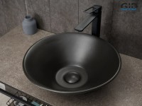Накладная раковина GID Esfera N9102bg 42 черный графит, круглая, фаянс