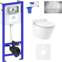 Комплект Lavinia Boho Унитаз подвесной Smart V-Clean 335901RS с микролифтом + Инсталляция RelFix 38010010 + Кнопка RelFix 3805001C + Дозатор RelFix 38040010