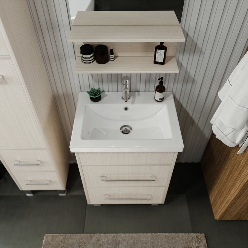 Тумба с раковиной Бриклаер Чили 60 светлая лиственница С