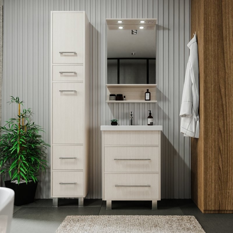 Тумба с раковиной Бриклаер Чили 60 светлая лиственница С