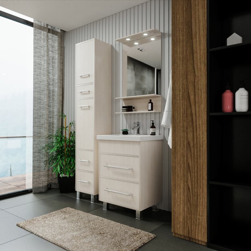 Тумба с раковиной Бриклаер Чили 60 светлая лиственница С