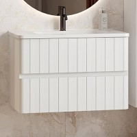 Тумба под раковину без столешницы Belux Осло 80 подвесная, белая матовая