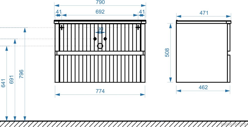 Тумба под раковину без столешницы Belux Осло 80 подвесная, белая матовая