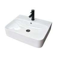 Накладная раковина GID Geometrico N9258 60 глянцевая белая, прямоугольная, фаянс, с 1 отверстием под смеситель