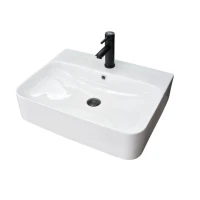 Накладная раковина GID Geometrico N9258 60 глянцевая белая, прямоугольная, фаянс, с 1 отверстием под смеситель