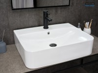 Накладная раковина GID Geometrico N9258 60 глянцевая белая, прямоугольная, фаянс, с 1 отверстием под смеситель