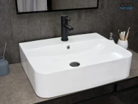 Накладная раковина GID Geometrico N9258 60 глянцевая белая, прямоугольная, фаянс, с 1 отверстием под смеситель