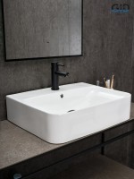 Накладная раковина GID Geometrico N9258 60 глянцевая белая, прямоугольная, фаянс, с 1 отверстием под смеситель