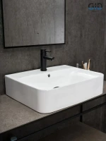 Накладная раковина GID Geometrico N9258 60 глянцевая белая, прямоугольная, фаянс, с 1 отверстием под смеситель