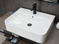 Накладная раковина GID Geometrico N9258 60 глянцевая белая, прямоугольная, фаянс, с 1 отверстием под смеситель