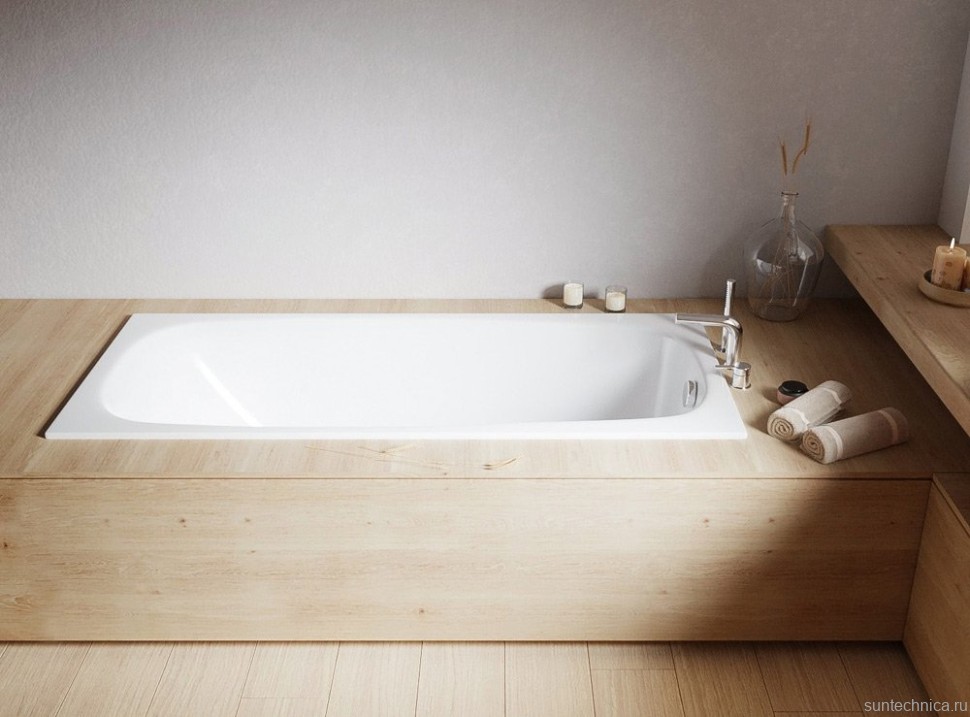 Акриловая ванна WHITECROSS Layla Slim 170x75 см, встраиваемая, белый глянец, с каркасом