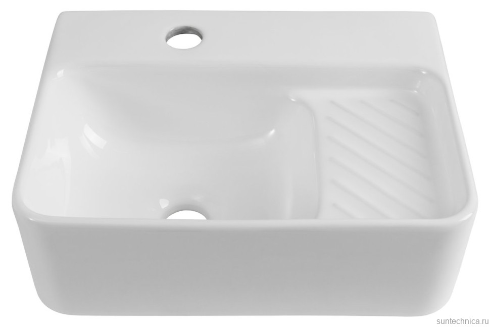 Накладная раковина Aquanet Comfort 326027 40 глянцевая белая, прямоугольная, искусственный камень, со столешницей, с 1 отверстием под смеситель