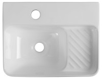 Накладная раковина Aquanet Comfort 326027 40 глянцевая белая, прямоугольная, искусственный камень, со столешницей, с 1 отверстием под смеситель