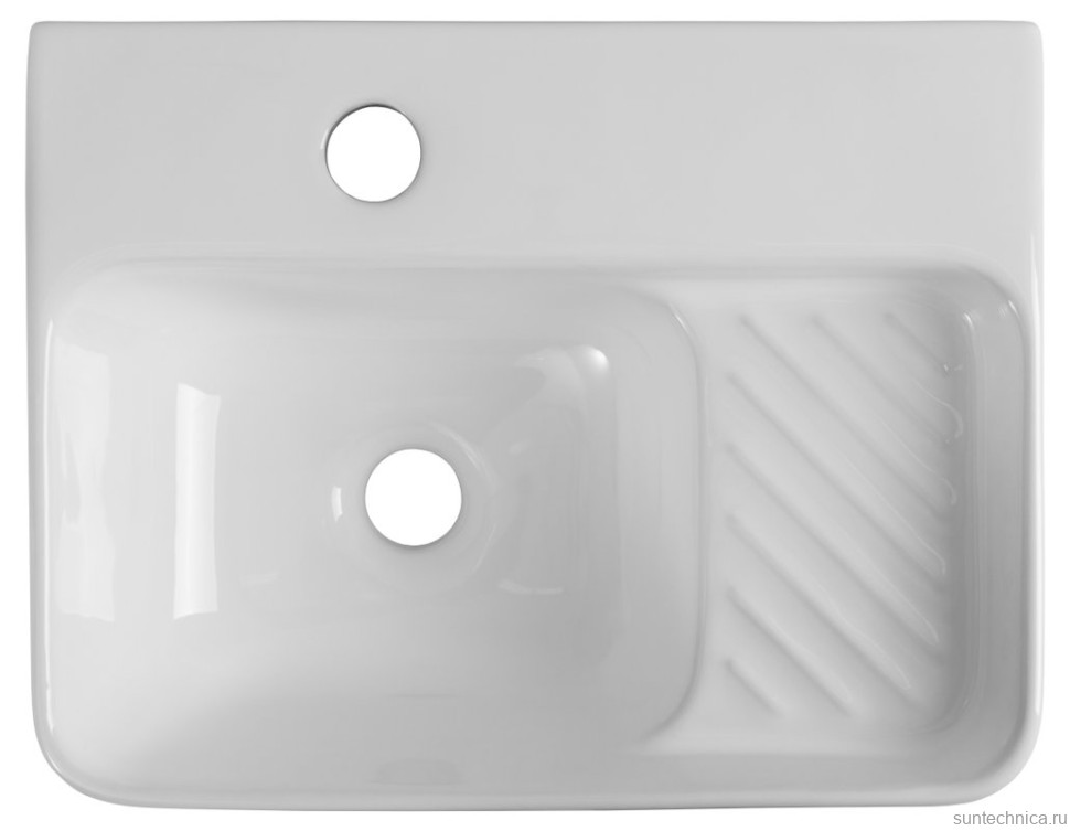 Накладная раковина Aquanet Comfort 326027 40 глянцевая белая, прямоугольная, искусственный камень, со столешницей, с 1 отверстием под смеситель