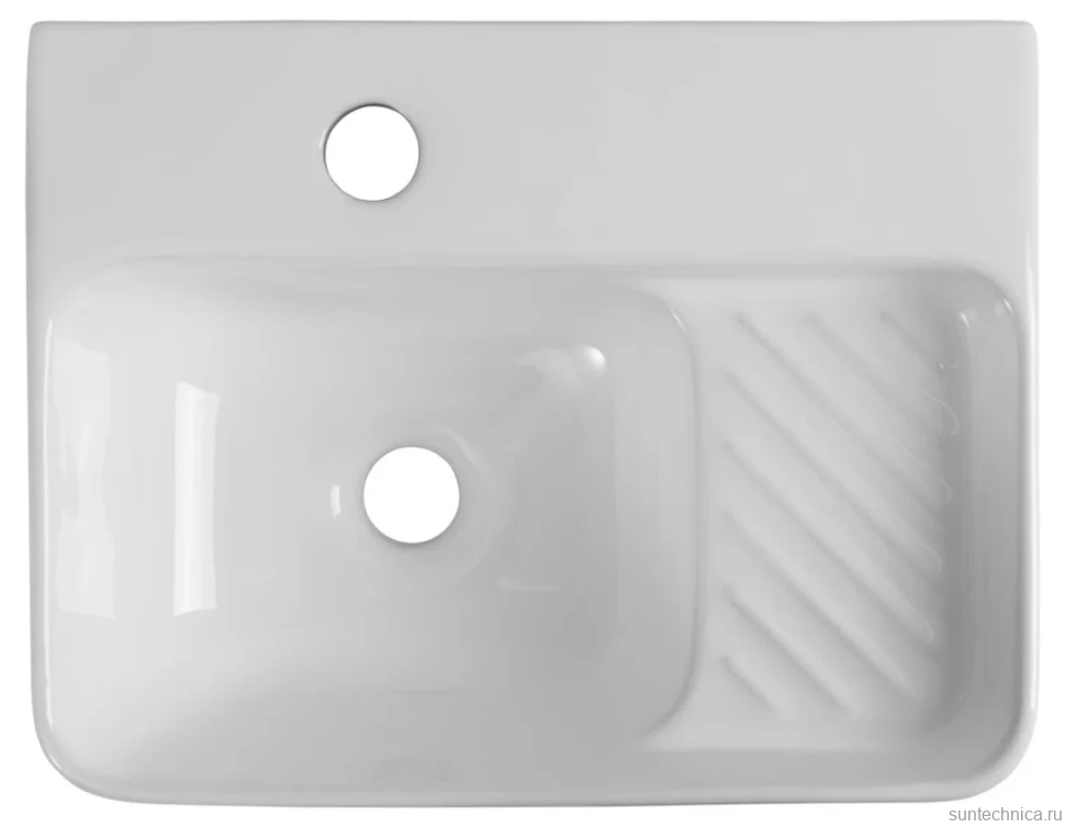 Накладная раковина Aquanet Comfort 326027 40 глянцевая белая, прямоугольная, искусственный камень, со столешницей, с 1 отверстием под смеситель