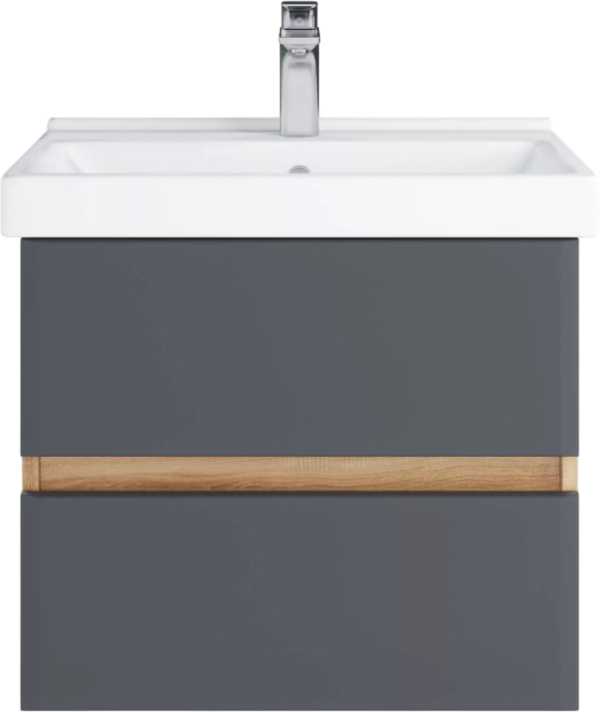 Тумба с раковиной SanStar Инфинити 60 подвесная, дуб сонома светлый, графит софт, раковина Фест