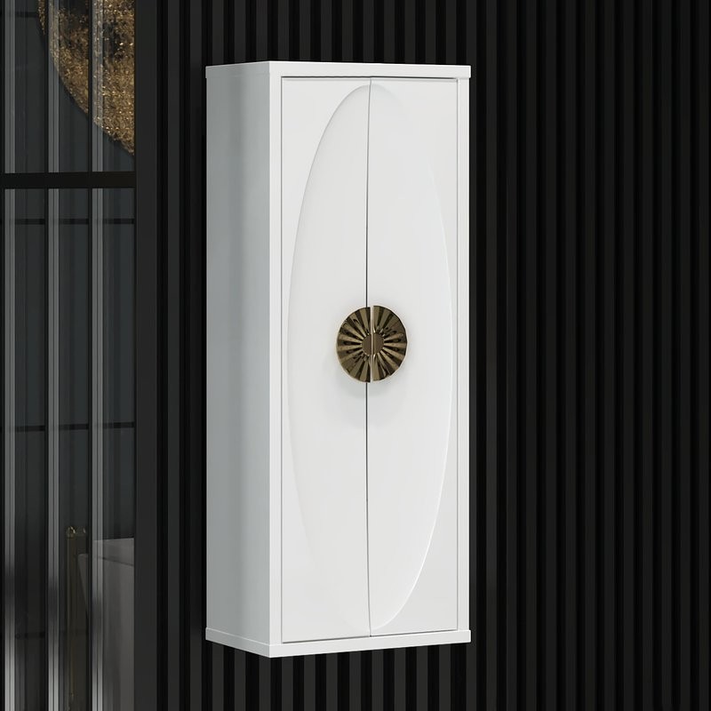 Шкаф пенал для ванной Opadiris Ибица подвесной, фурнитура золото