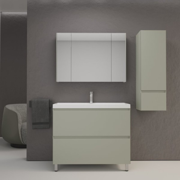 Мебель для ванной комнаты Style Line Манхэттен 100 напольная, олива, раковина Florentina Астория 100 белая