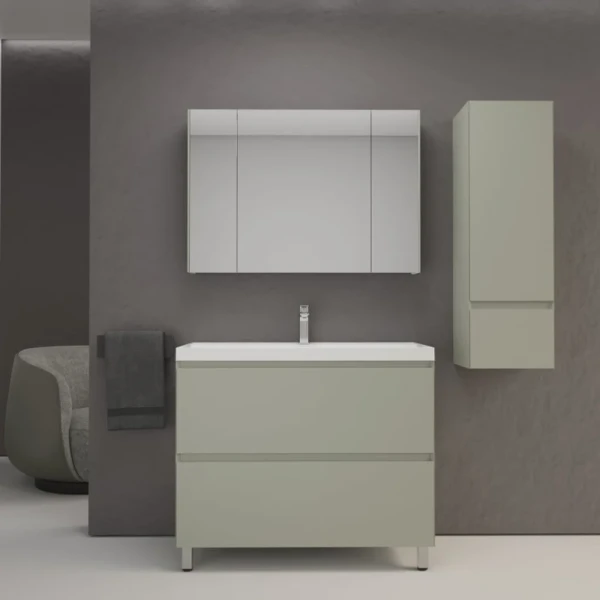 Мебель для ванной комнаты Style Line Манхэттен 100 напольная, олива, раковина Florentina Астория 100 белая