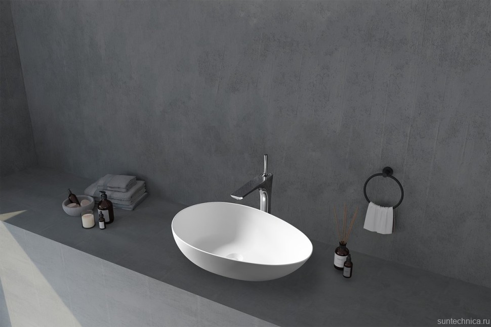 Накладная раковина Abber Stein AS2615 60 матовая белая, искусственный камень