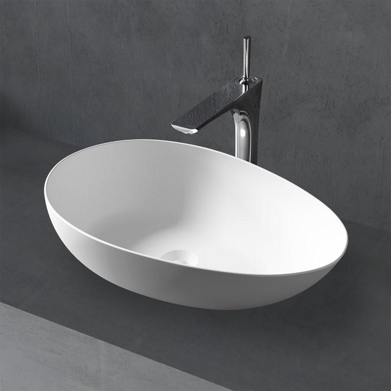 Накладная раковина Abber Stein AS2615 60 матовая белая, искусственный камень