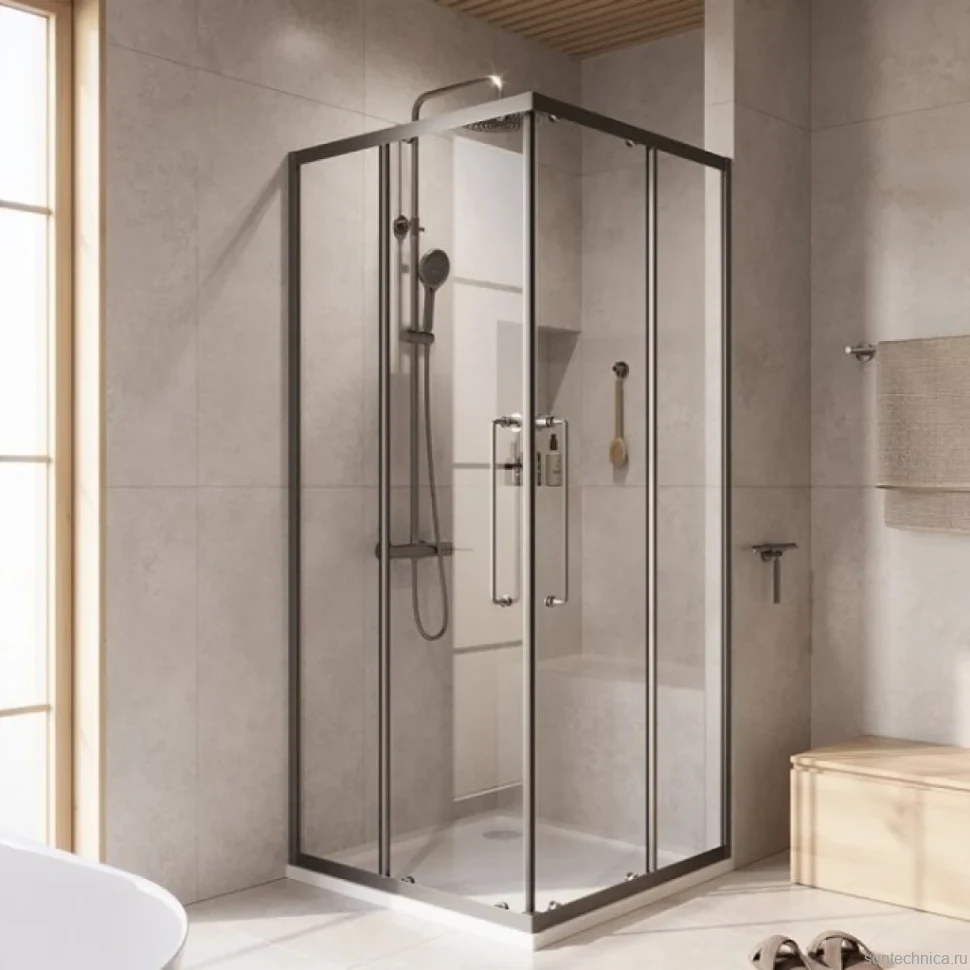 Душевой уголок Cezares Relax RELAX-304-A-2-100-C-GM 100x100, профиль оружейная сталь