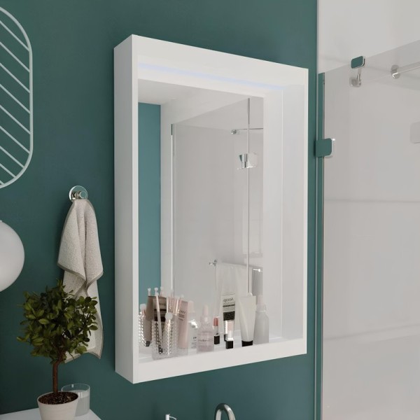 Зеркало 1MarKa Aris 60 белый глянец, с полкой