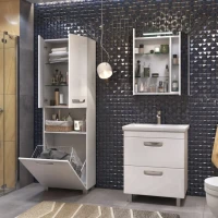 Тумба с раковиной Vigo Plaza 70 2 ящика, белая, раковина Como 70