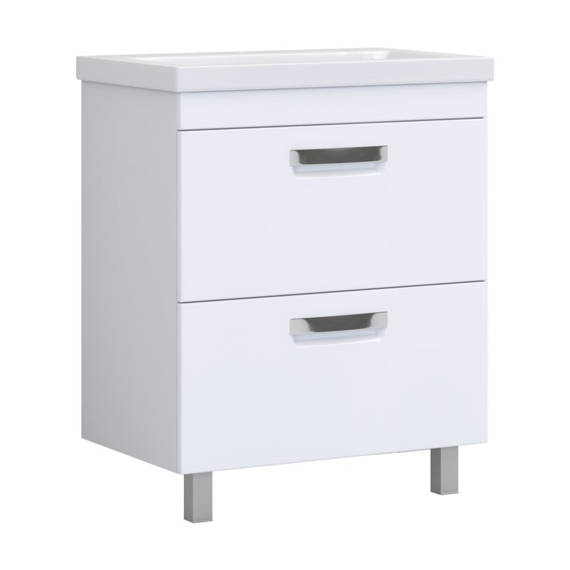Тумба с раковиной Vigo Plaza 70 2 ящика, белая, раковина Como 70