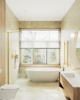 Душевая перегородка Maybahglass MGD-689-3ш 89 см, профиль золото, стекло прозрачное