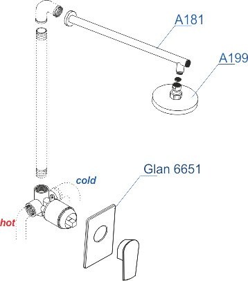 Душевой комплект Wasserkraft Glan A66181 С ВНУТРЕННЕЙ ЧАСТЬЮ, черный