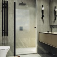Душевая дверь в нишу Maybahglass MGD-802-6 60 см, профиль черный, стекло сатин