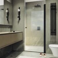 Душевая дверь в нишу Maybahglass MGD-802-6 60 см, профиль черный, стекло сатин