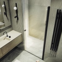 Душевая дверь в нишу Maybahglass MGD-802-6 60 см, профиль черный, стекло сатин