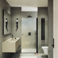 Душевая дверь в нишу Maybahglass MGD-802-6 60 см, профиль черный, стекло сатин