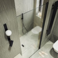 Душевая дверь в нишу Maybahglass MGD-802-6 60 см, профиль черный, стекло сатин