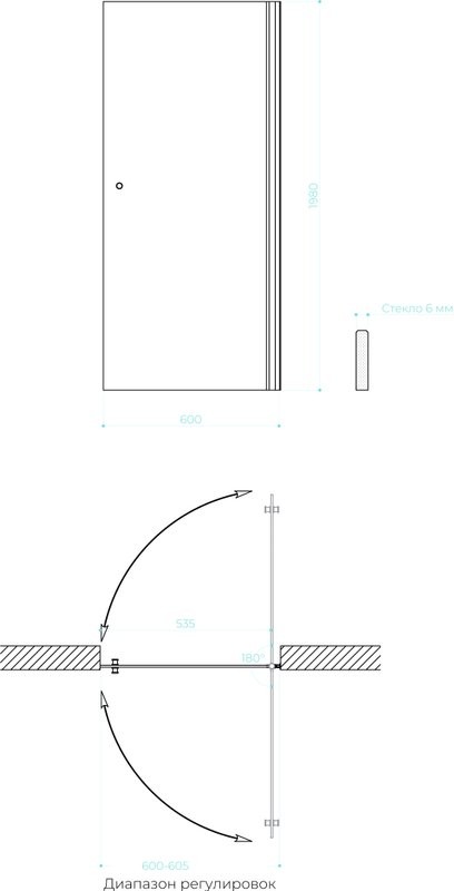 Душевая дверь в нишу Maybahglass MGD-802-6 60 см, профиль черный, стекло сатин