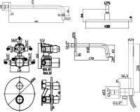 Душевой комплект Paffoni Light KITLIQ019NO045KING С ВНУТРЕННЕЙ ЧАСТЬЮ, верхний душ 30 см, с термостатом, черный