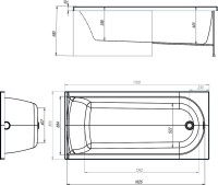 Акриловая ванна Alex Baitler Michigan 170x80 см, встраиваемая, белая, с экраном
