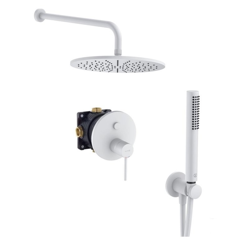 Душевой комплект Kludi Bozz 386585376 С ВНУТРЕННЕЙ ЧАСТЬЮ, белый матовый