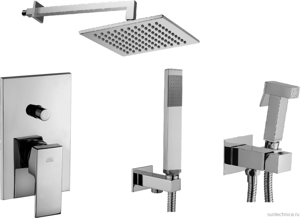 Комплект для ванной Paffoni Elle KITZEL015CR/M С ВНУТРЕННЕЙ ЧАСТЬЮ, верхний душ 20 см, хром