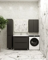 Тумба с раковиной Style Line Бергамо Мини 90 Люкс Plus напольная, антискрейтч черная