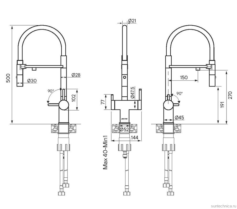 Смеситель для кухни Gravity, антрацит, Gr213888-AN, Starke-Paulmark