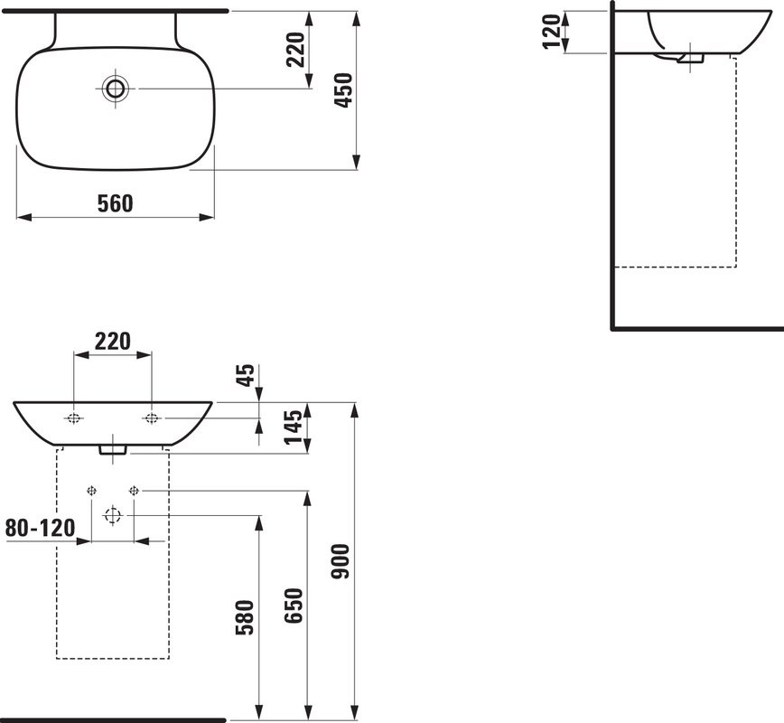 Накладная раковина Laufen Ino 8.1030.2.000.109.1 56 белая, овальная