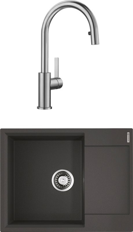 Комплект Мойка Omoikiri Daisen 65 черная + Смеситель Blanco Candor-S 523121