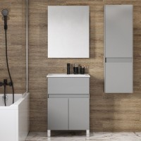 Мебель для ванной комнаты AQUATON Форест 60 туманный серый, раковина Элина 60