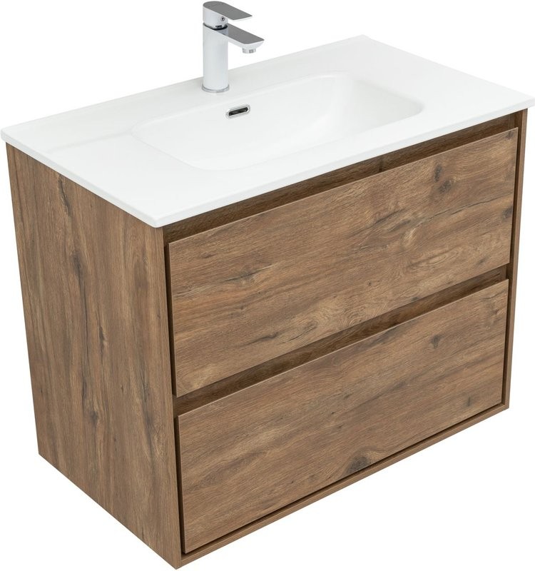 Тумба с раковиной Aquanet Милан 80 подвесная, дуб рустикальный